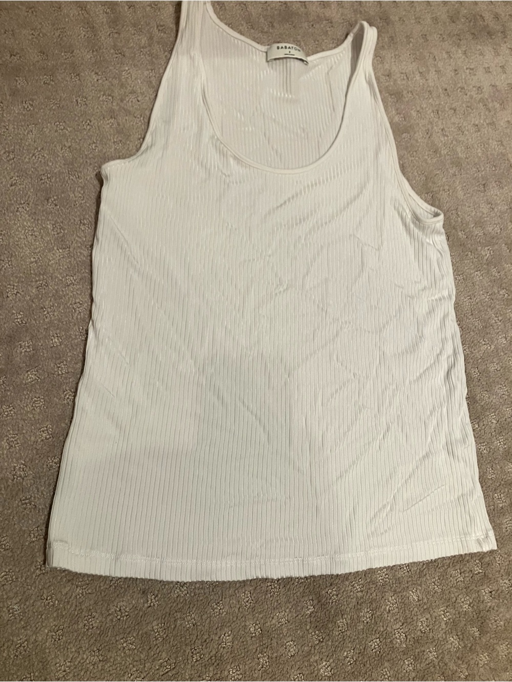 Babaton White Ribbed Scoop Tank Top